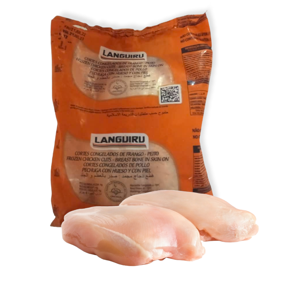Pechuga de Pollo c/ hueso y c/ piel 2 Lb (paquete 0.9-1 kg)