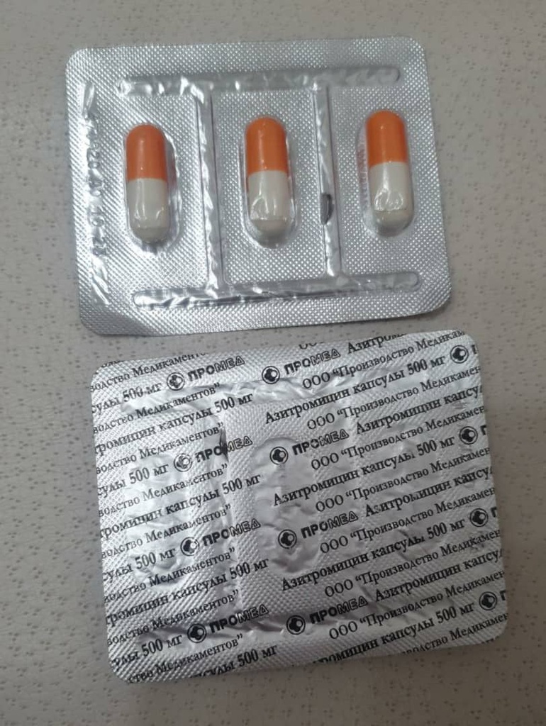 Azitromicina 500 mg (1 blíster de 3 tabletas)