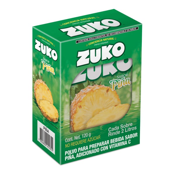 Refresco Instantáneo Zuko sabor Piña (caja de 8 sobres de 2L)