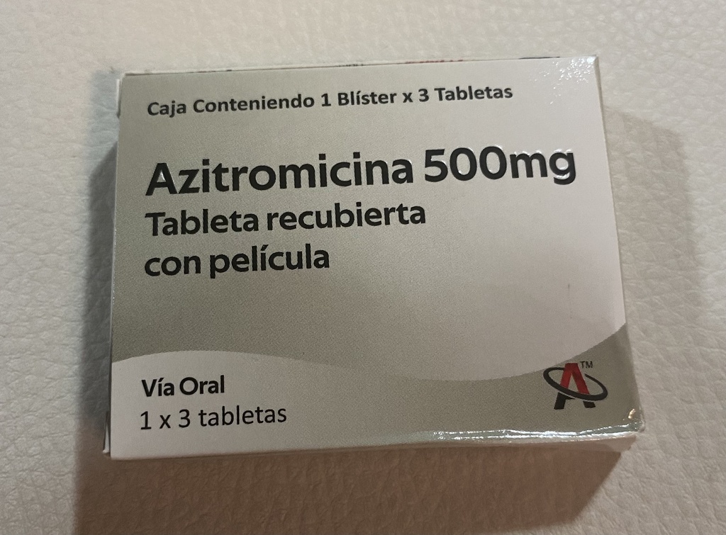 Azitromicina 500mg (1 blíster de 3 tabletas)
