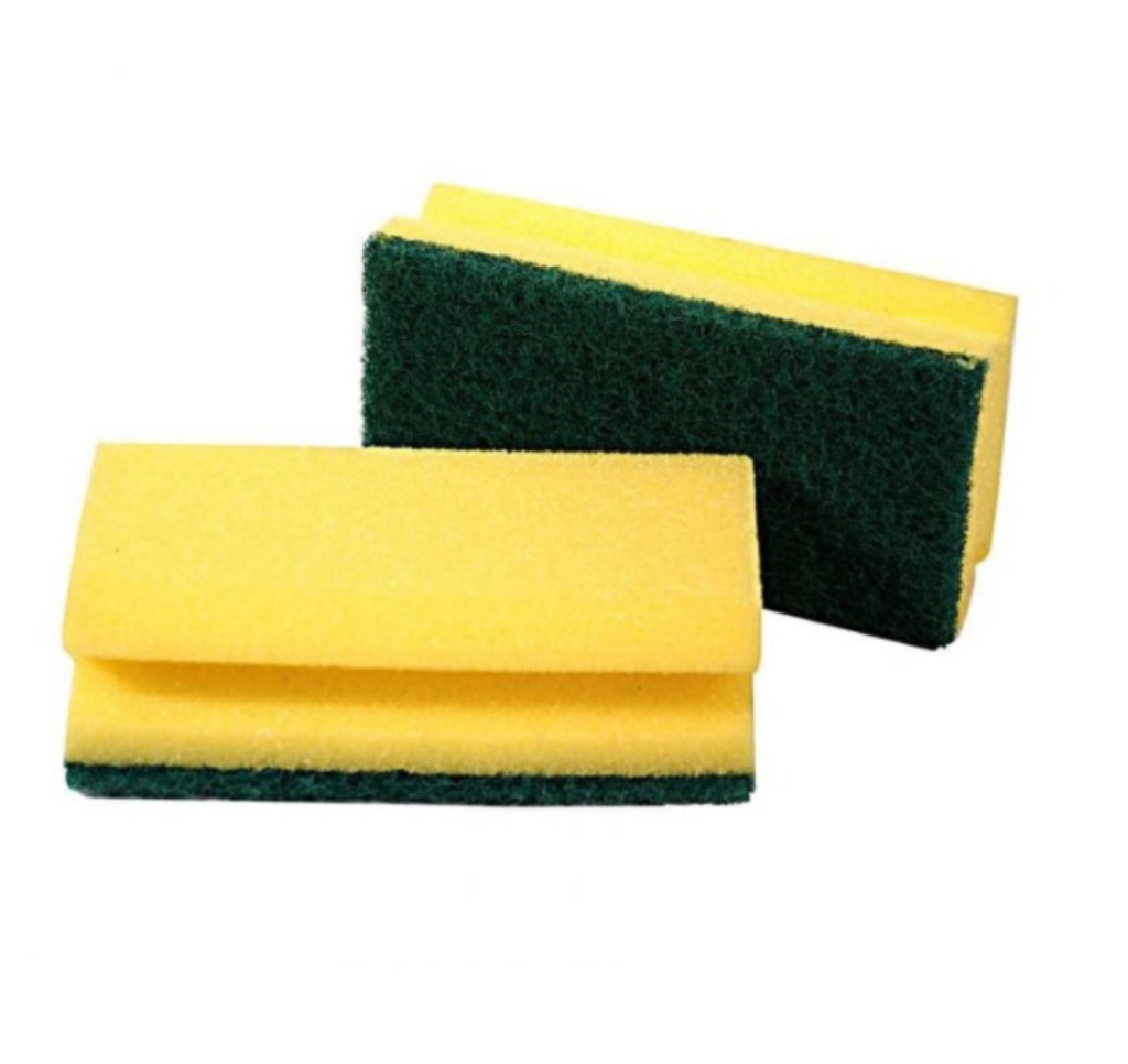 2 Estropajos fibra verde con esponja