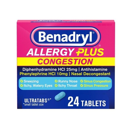 Benadrilina ALLEGRY PLUS CONGESTION 25 mg (24 Cápsulas)
