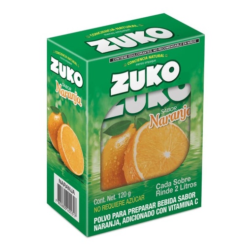 Refresco Instantáneo Zuko sabor Naranja (caja de 8 sobres de 2L)