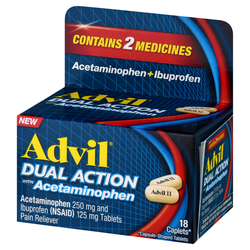 Advil Dual Action con Acetaminophen 250 mg  (18 capsulas)